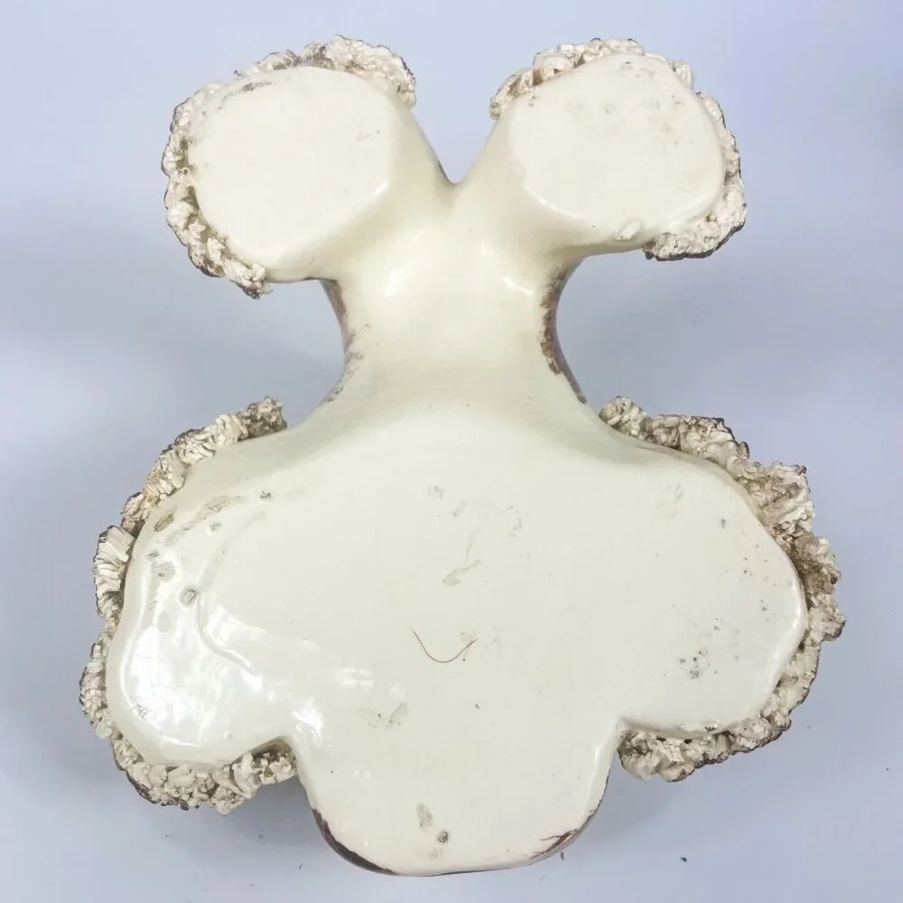 Ceramic Spaghetti Poodle Dog Puppy Figurine Planter Textured  Mid-Century